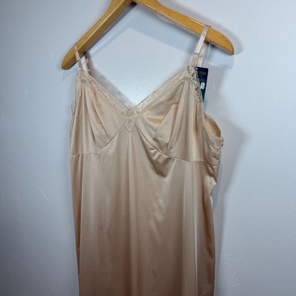 Vanity Fair Full Slip Dress Beige 26" Length Size XL NWT Layering Neutral - Picture 3 of 11